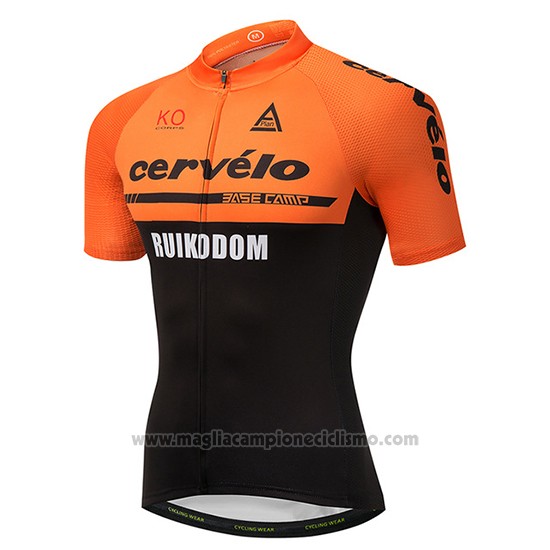 2018 Abbigliamento Ciclismo Cervelo Arancione e Nero Manica Corta e Salopette